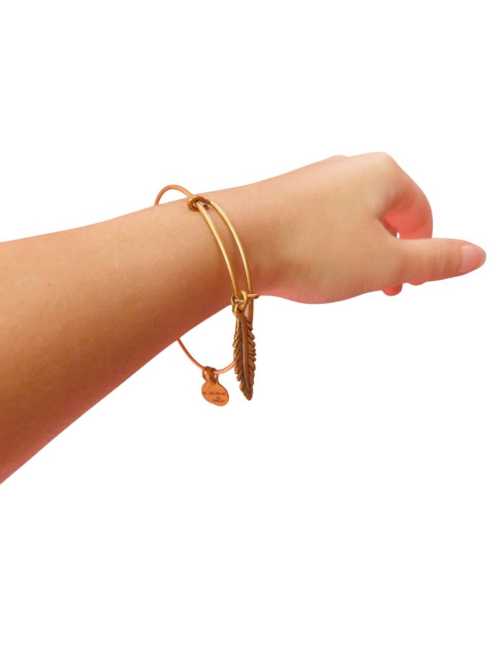 Alex And Ani Feather Charm Gold-Tone Adjustable Bangle Bracelet - Picture 6 of 6